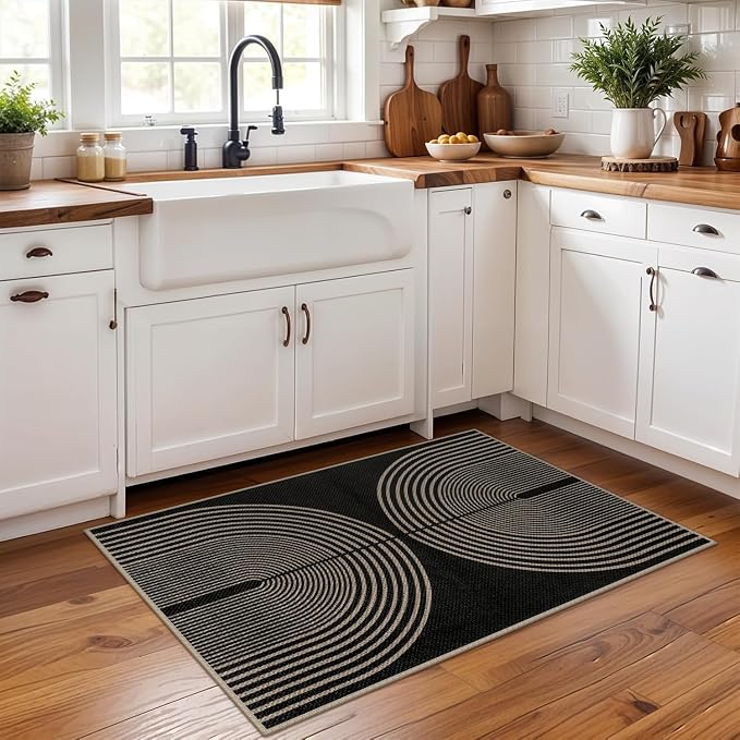 Easy Jute Rainbow Entryway Rug, 2x3 Black Washable Non-Slip Indoor Outdoor - Image 6