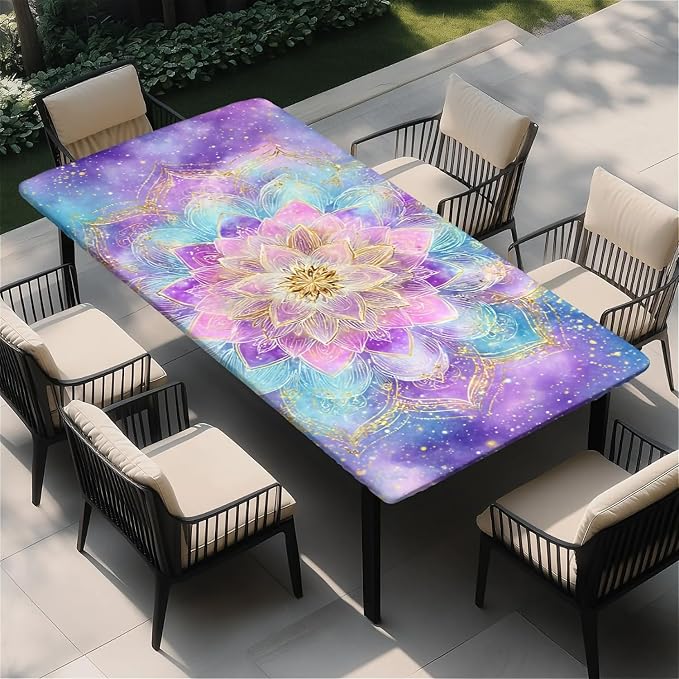 Rectangle Table Cloth Cover Waterproof Elastic Fitted Polyester Fitted by Unknown