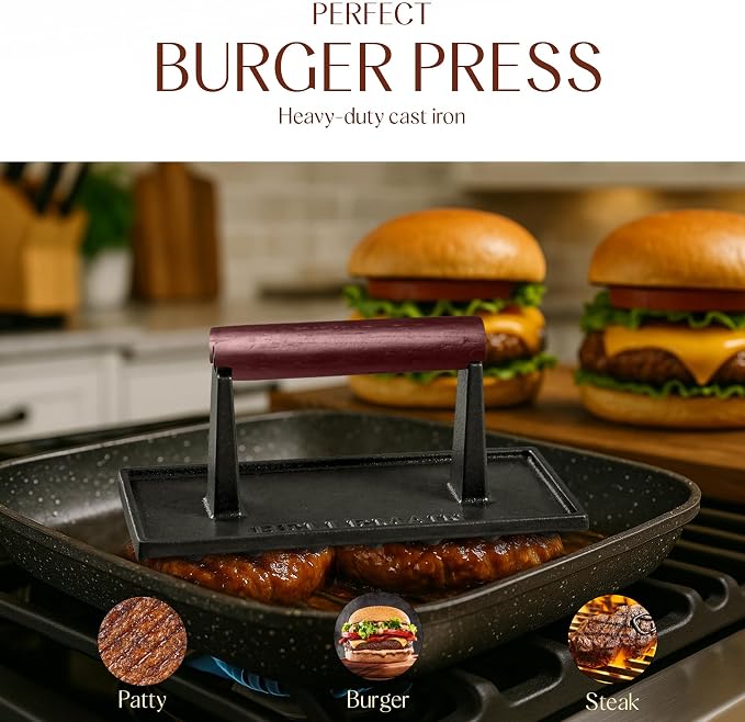 Bellemain Bacon Press Rectangle | Heavy-Duty Cast Iron Grill Press - Image 2