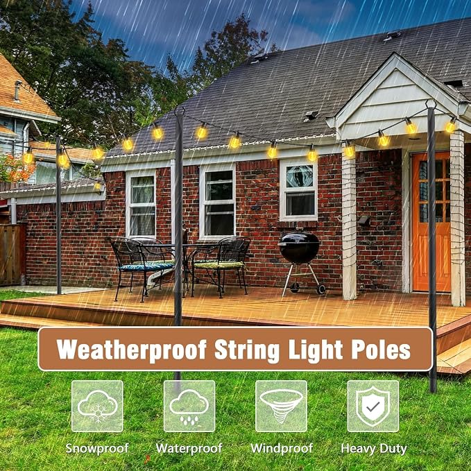 2 Pack String Light Poles, Metal Poles - Image 5