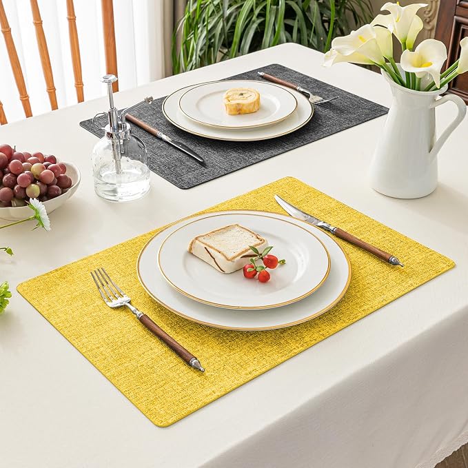 Romanstile Reversible Vinyl Placemats Set of 6, Faux Leather 100% Waterproof - Image 6