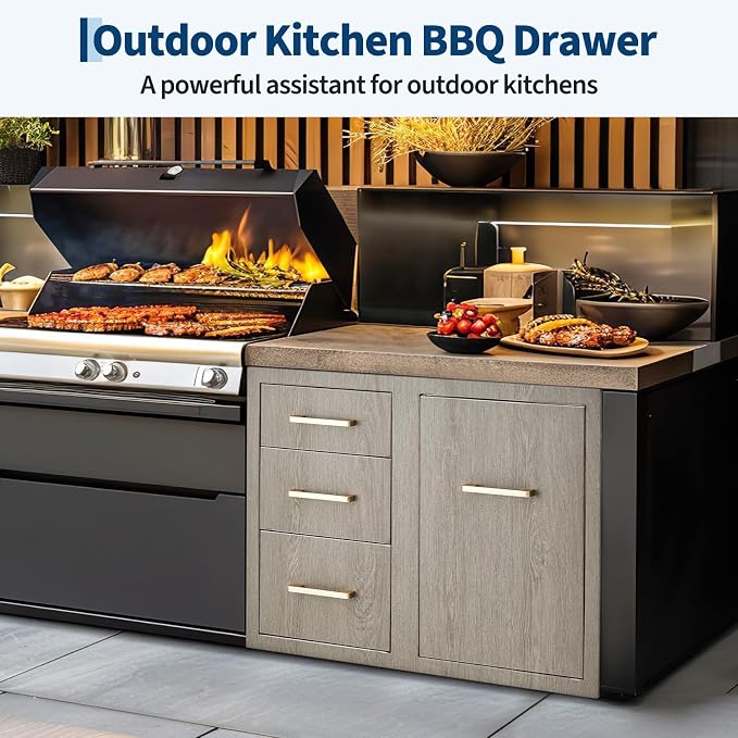 Stainless Steel Outdoor Kitchen Door Drawer Combo 29.5" W x 22.6" H x 21.7" D - Image 6