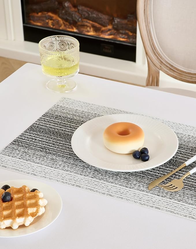 Leetaltree Black with White Woven Placemats Set of 6 - Image 7