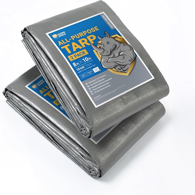 GUARD SHIELD Tarps Heavy Duty Waterproof 8x10 Feet Silver/Black Poly Tarp Cover by GUARDSHIELD