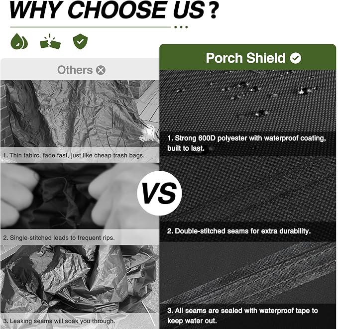Porch Shield 34W x 24D x 46H inch Premium Gas Grill Cover Up to 32 inch - Image 3