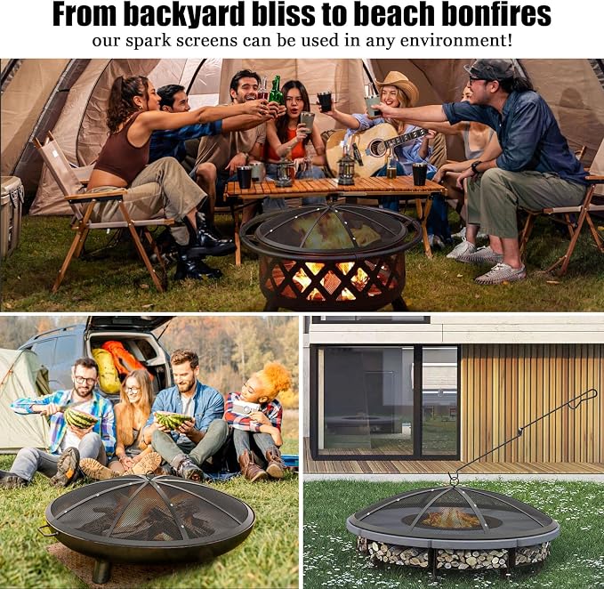 Fire Pit Spark Screen, 36Inch Fire Pit Lid Outdoor - Image 6