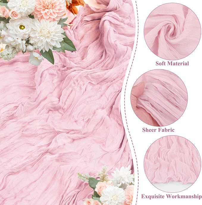 8 Packs Cheesecloth Table Runner 10FT Long Boho Gauze Fabric Table Runner - Image 3