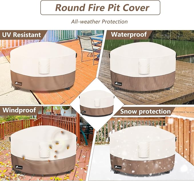 Fire Pit Cover Round 50 Inch Waterproof, Outdoor Heavy Duty Durable 600D - Image 6
