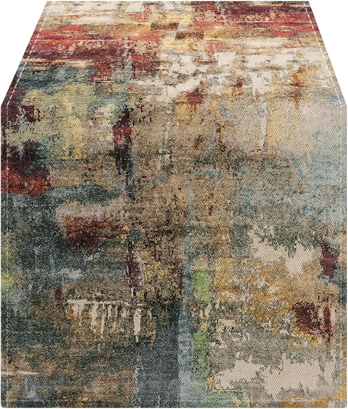 OYIMUA Modern Abstract Rust Colorful Table Runner 13 x 90 Inches Summer Runners by OYIMUA