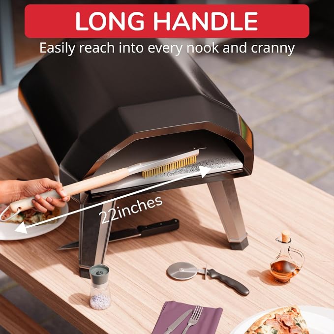 22” Pizza Oven Brush with Stone Scraper - Image 2
