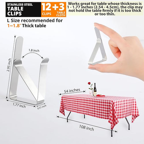 12 Pack Tablecloth Clips with 3 Tablecloths - Image 2
