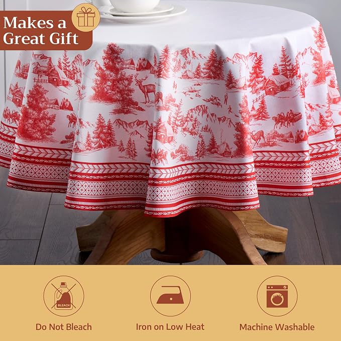 Maison d' Hermine Table Cloth Round Table 100% Cotton 63 Inches Fall Tablecloth - Image 5