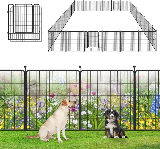 Garden Fence with Gate Metal Fencing Outdoor by Jhsomdr