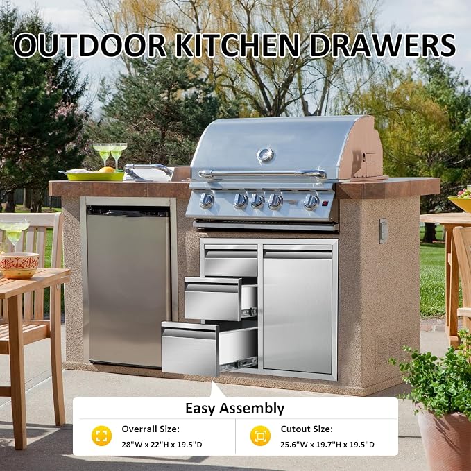 Outdoor Kitchen Door Drawer Combo Cabinet 28" W x 22" H x 19.5" D Stainless - Image 5