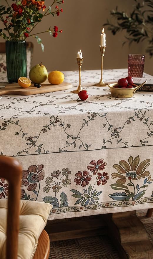 patdrea Designer Vintage French Small Square Tablecloth, Fall Country - Image 9