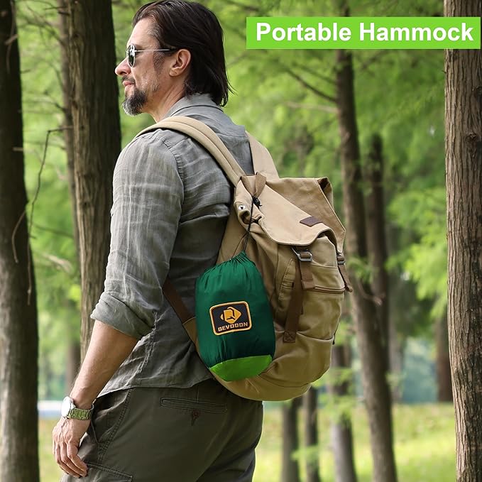 Hammock with Zip-On Mosquito Net, Reversible Nylon, Dark Green