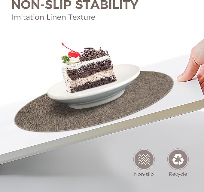 13" Round Placemats Set of 4, Reversible Faux Leather Heat Resistant Table Mats - Image 4