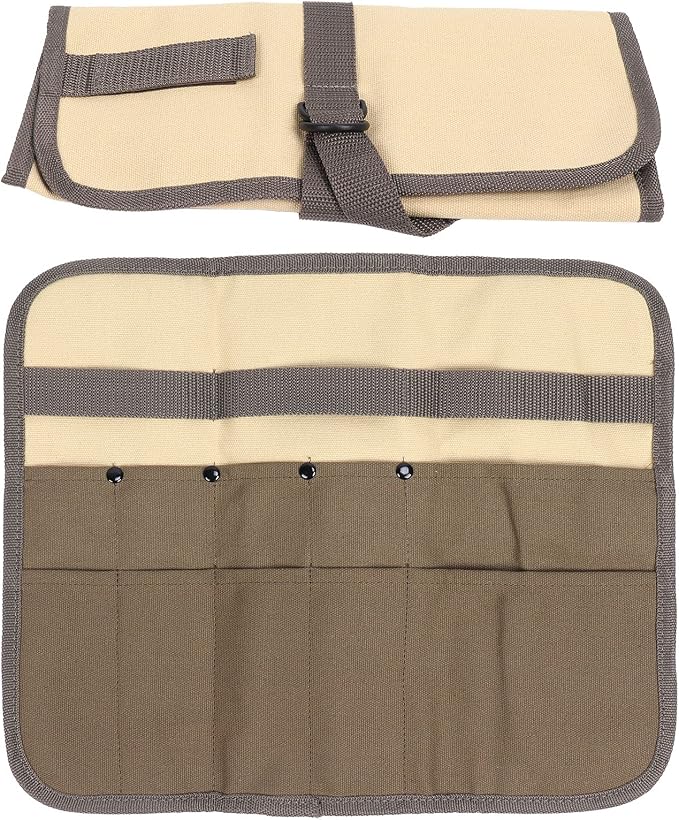 Camping Tableware Organize Bag, Knife Roll Cookware Set Canvas Storage Portable - Image 9