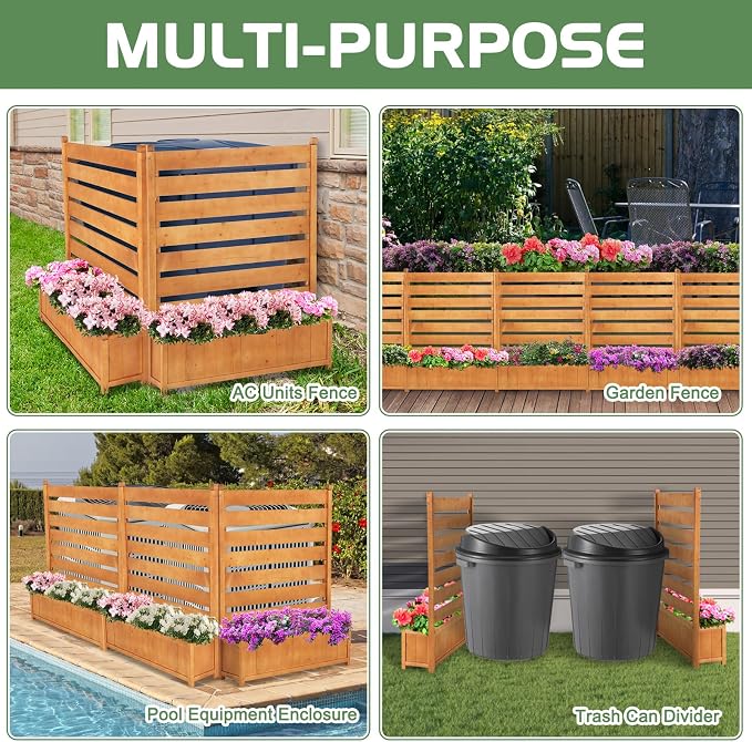Air Conditioner Fence, Outdoor Wood Privacy Screens - Image 7
