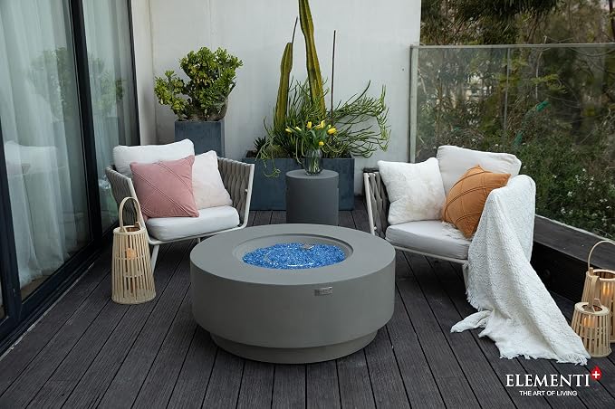 Elementi+ | Colosseo Gas Fire Pit Cast Concrete 40" Dia. Round Fire Table - Image 8