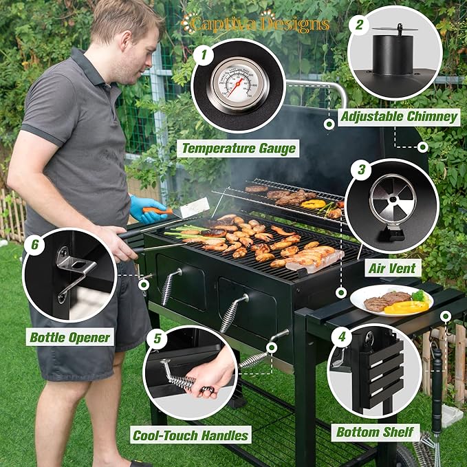 Captiva Designs Extra Large Charcoal BBQ Grill - Image 5