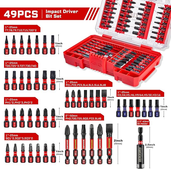 49Pieces Impact Screwdriver Bits Set, Magnetic S2 Steel - Image 2