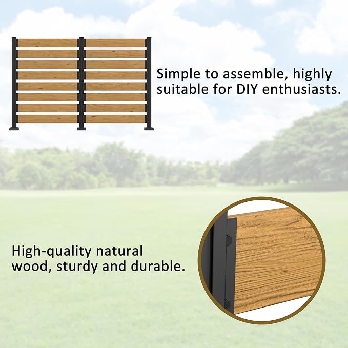 MUPATER 49'' H×78'' W Outdoor Fence Privacy Screen, No Dig Wooden Privacy Screen - Image 4