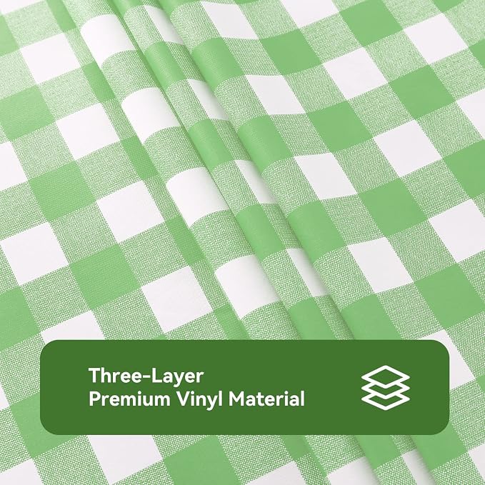 Romanstile Rectangle Vinyl Tablecloth, 100% Waterproof Buffalo Gingham Plastic - Image 6