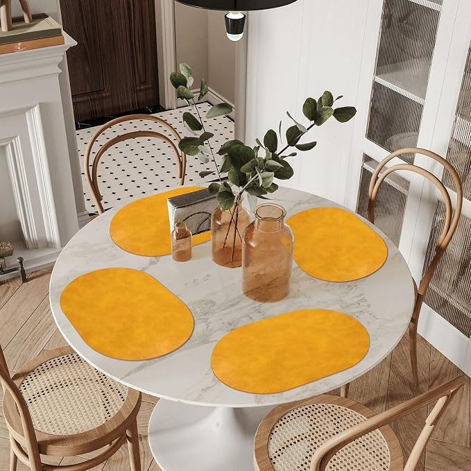 ADRIMER Placemats, Heat Resistant Oval Placemats Set of 6 Washable 12 x 17 Inch - Image 6