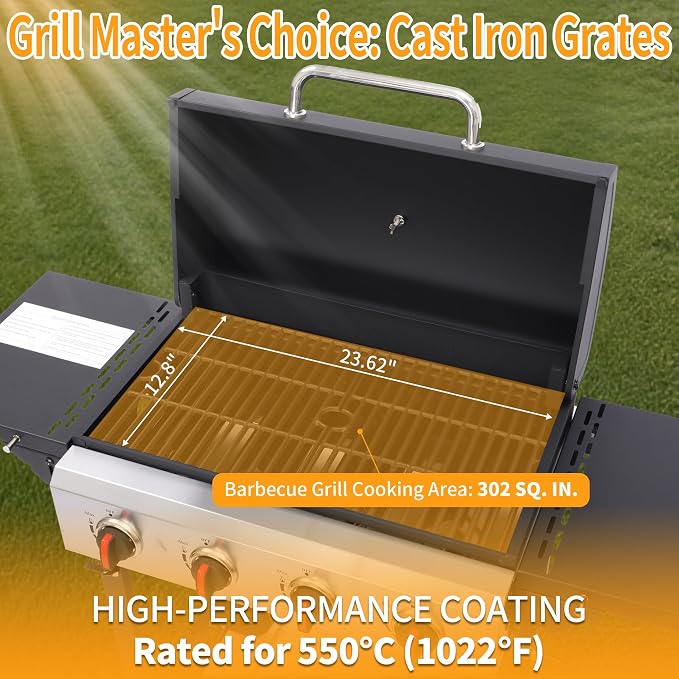 4-Burner Propane Gas Grill, 38250 BTU BBQ Grill - Image 2