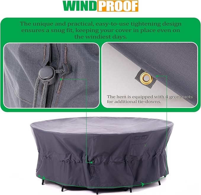 F&J Outdoors Patio Furniture Covers, Heavy Duty Tear Resistant Waterproof UV - Image 6