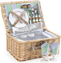 Wicker Picnic Basket for 2 Person, Willow Hamper Basket Sets by ZORMY