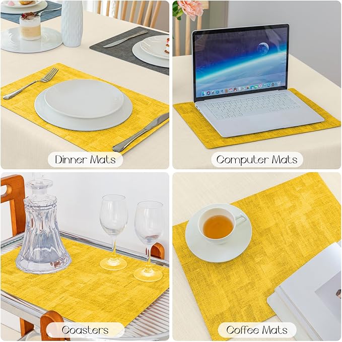Romanstile Reversible Vinyl Placemats Set of 8, Faux Leather 100% Waterproof - Image 5