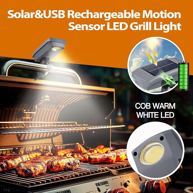 Grill Light for Outdoor Grill, Solar Rechargeable 400Lumens&360° Rotation BBQ - Image 3
