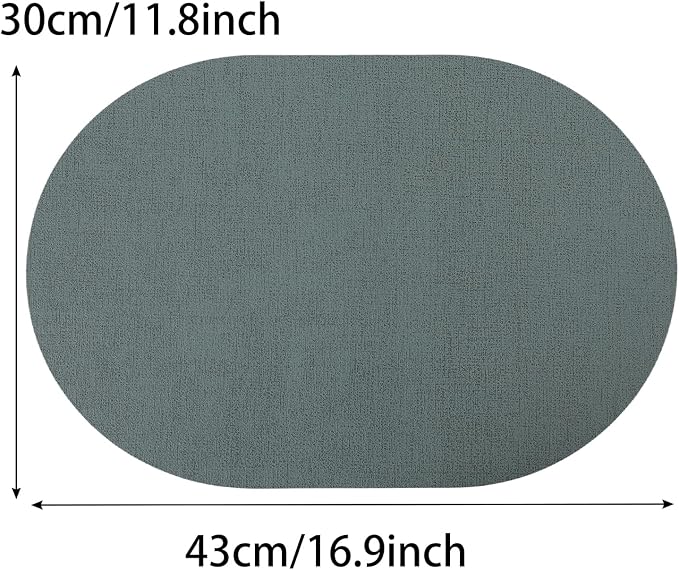 Leather Placemats Set of 6 Oval, Heat Resistant Wipeable Table Placemats - Image 2
