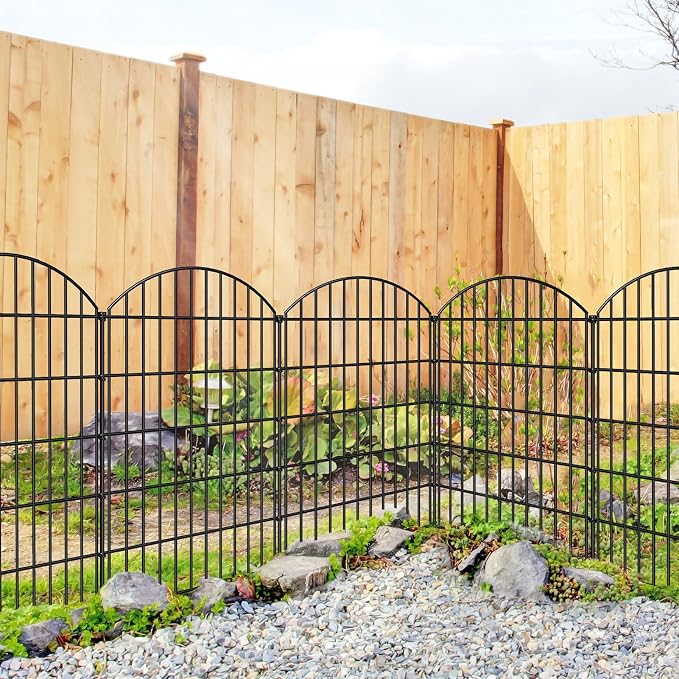 Metal Garden Fence 42in x 18.7ft, 8 Panels + 9 Stakes Dog Fence Border Fence - Image 5
