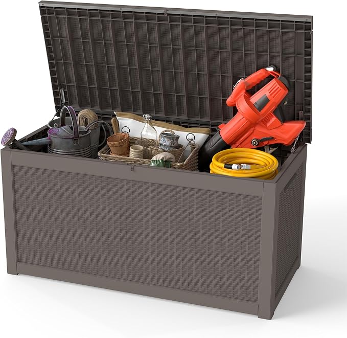 320 Gallon Outdoor Storage Box Waterproof, Resin Deck Boxes by Unknown
