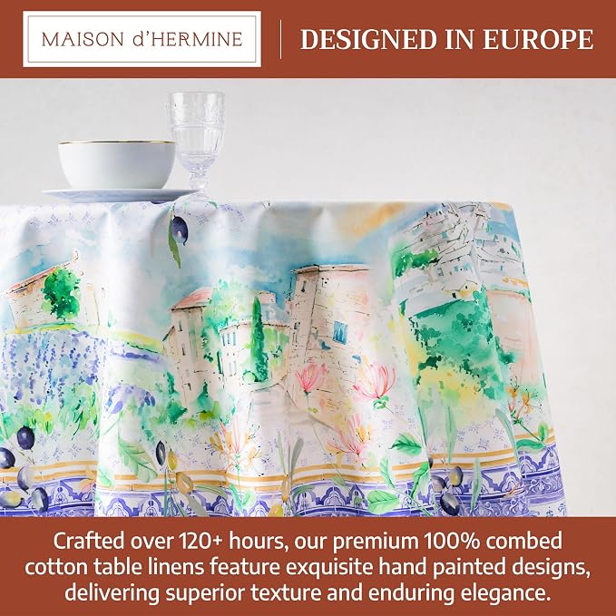 Maison d'Hermine Premium Table Cloth Round Table 100% Cotton 70 Inches - Image 3