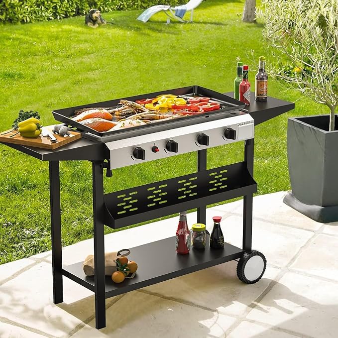 4 Burner Flat Top Grill, 30 Inch Stainless Steel Tabletop Portable Propane - Image 4