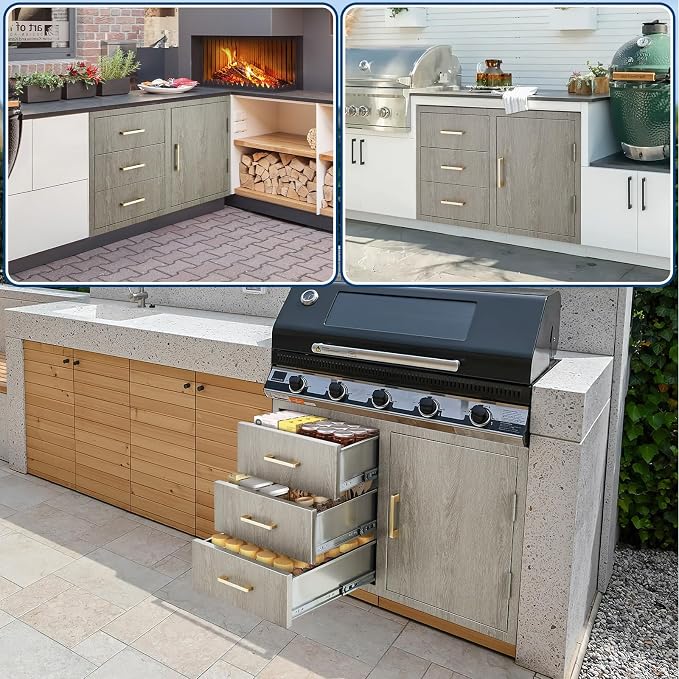 Stainless Steel Outdoor Kitchen Door Drawer Combo 38.2" W x 20.5" H x 22.6" D - Image 4