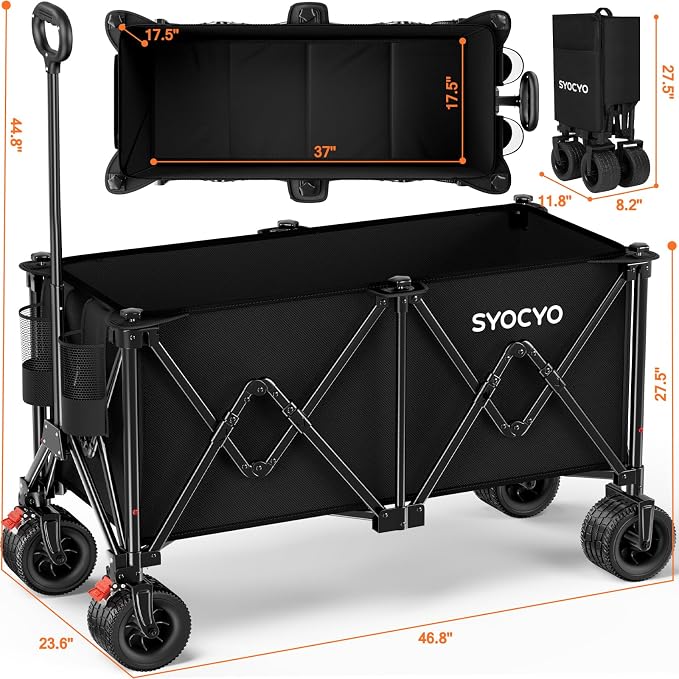 Collapsible Wagon Carts 570LBS Weight Capacity Foldable Beach Wagon - Image 7