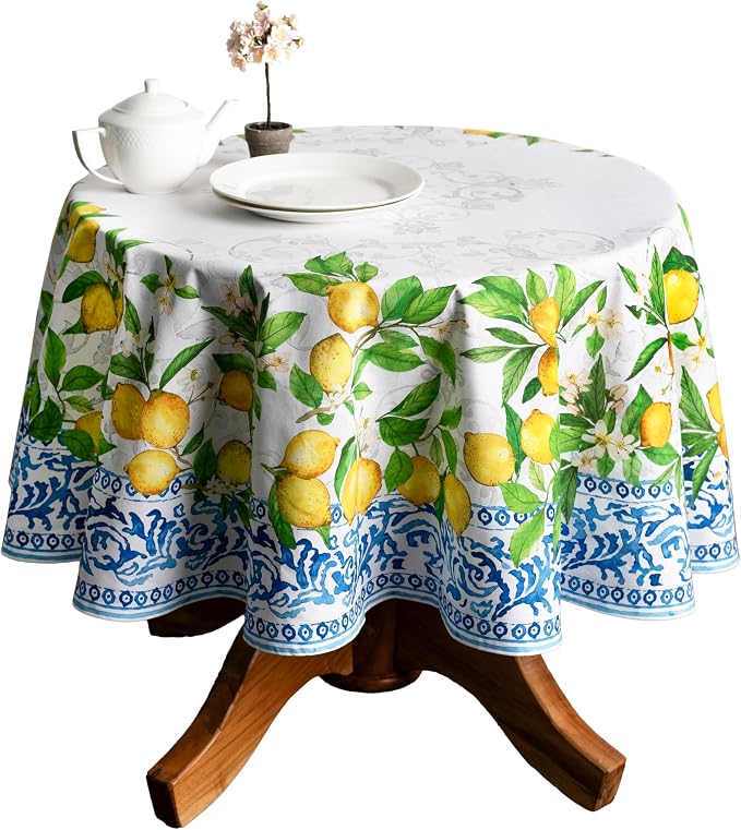 Maison d' Hermine Table Cloth Round Table 100% Cotton 63 Inches Tablecloth by MaisondHermine