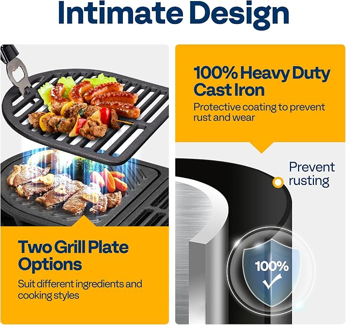 VIVOHOME Oval Cast Iron Grill - Image 3