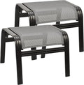 Outdoor Patio Ottoman Seat Textilene Portable Metal Footstool Portable Footrest by Deugold