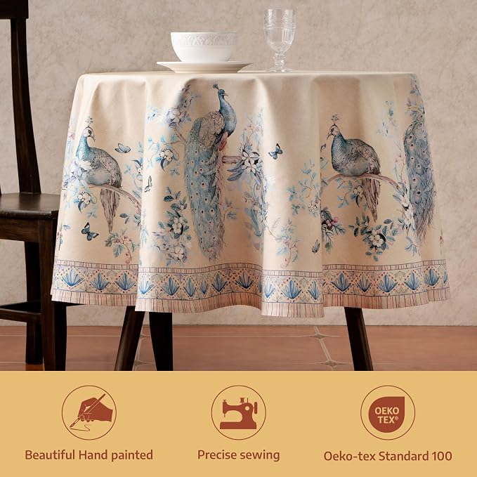 Maison d' Hermine Premium Table Cloth Round Table 100% Combed Cotton 70" - Image 2