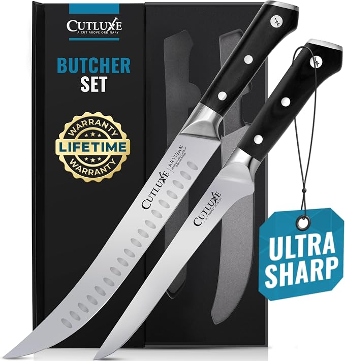 Cutluxe Butcher Carving Set – Cimeter Breaking & Boning Knives by Cutluxe