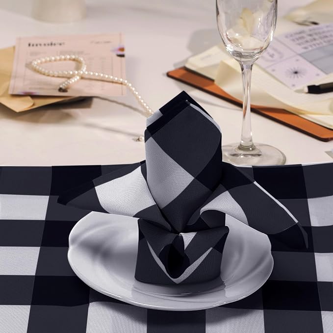 Buffalo Plaid Table Napkins Set of 50 Checkered Cloth Napkins 17x17 inch - Image 7