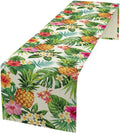 Summer Pineapple Table Runner, Tropical Palm Leaves Flowers Fruit Table Runner by Unknown