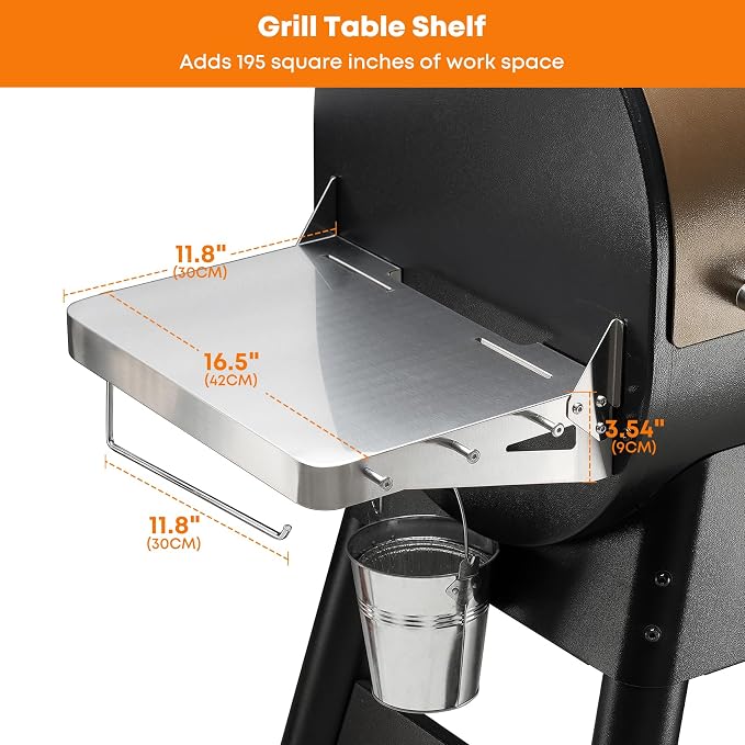 Stanbroil Stainless Grill Side Shelf, Fits Traeger Pro 22, Pro 34, Pro 575 - Image 3