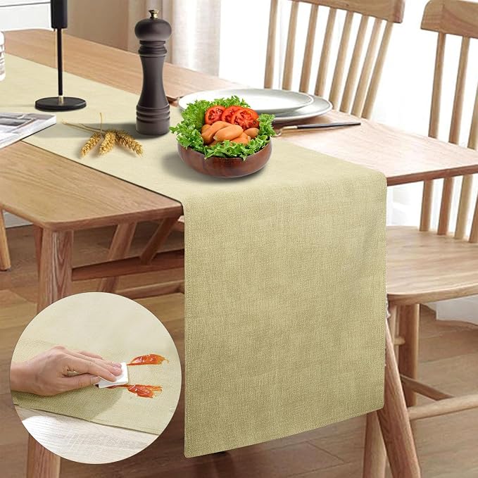 Farmhouse Table Runner, Thick & Waterproof by Rinpon